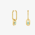 Pendientes de aro con baño de oro 18 kt sobre plata y amazonita Camille