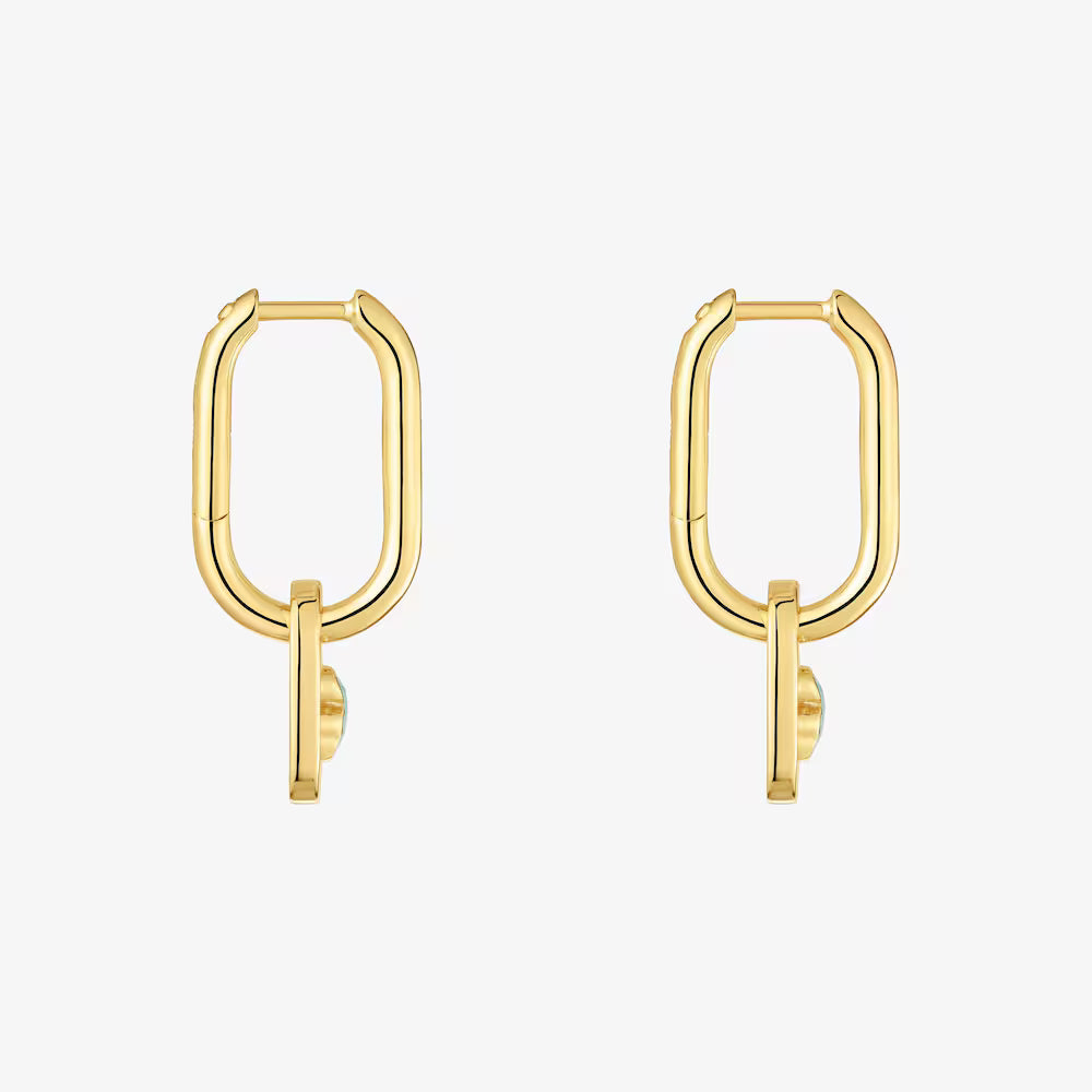 Pendientes de aro con baño de oro 18 kt sobre plata y amazonita Camille