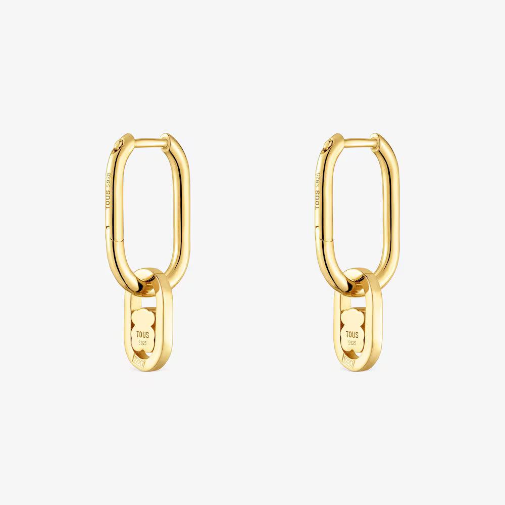 Pendientes de aro con baño de oro 18 kt sobre plata y amazonita Camille