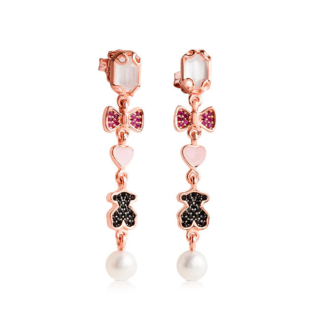 Pendientes Join de Plata Vermeil rosa