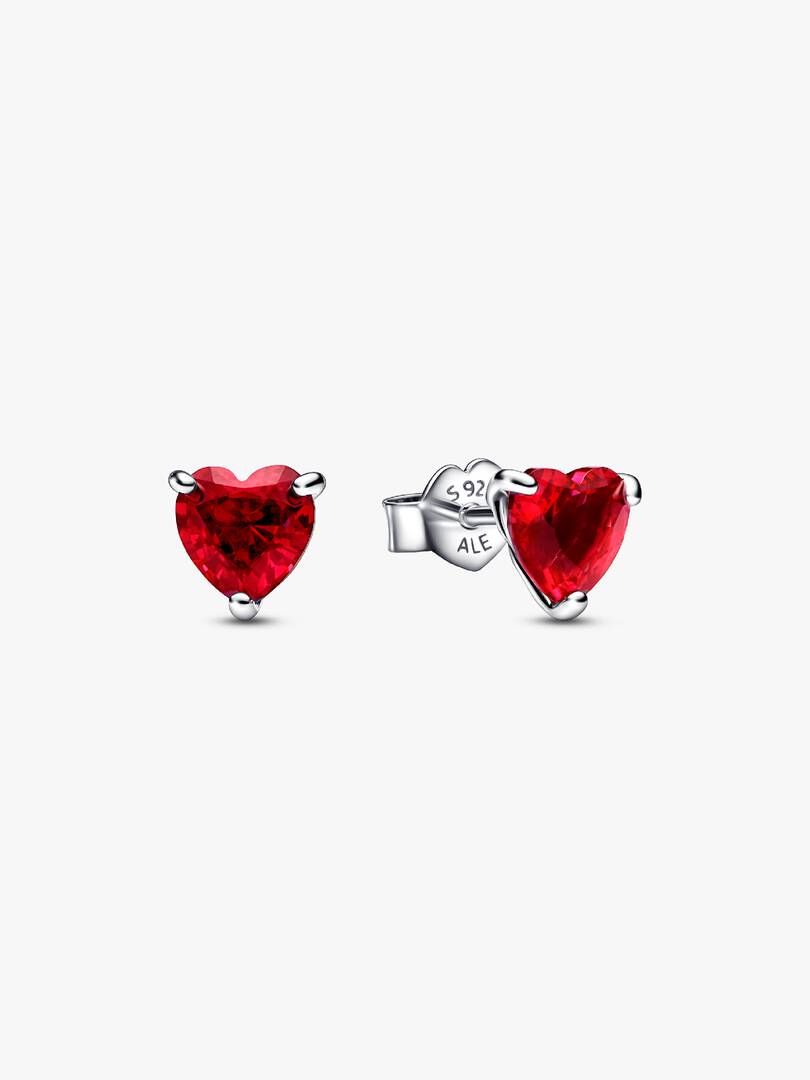 Aretes de botón Corazón rojo
