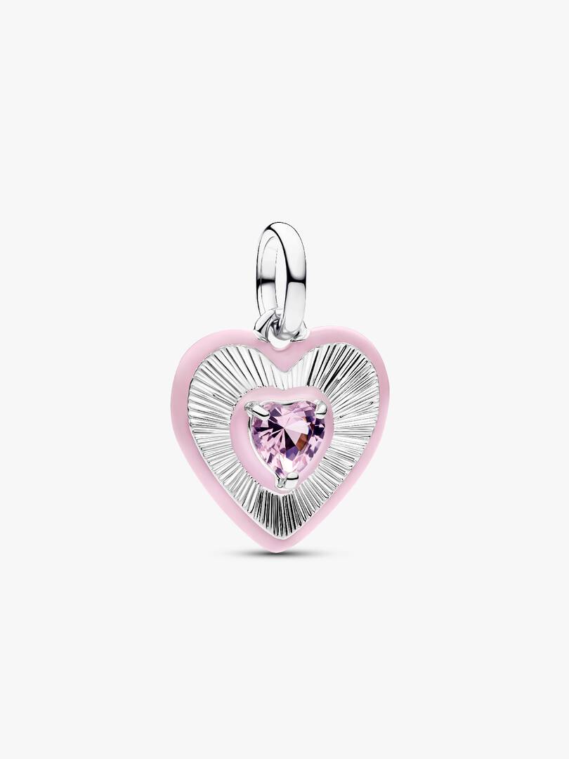 Charm Medallón Corazón rosa radiante
