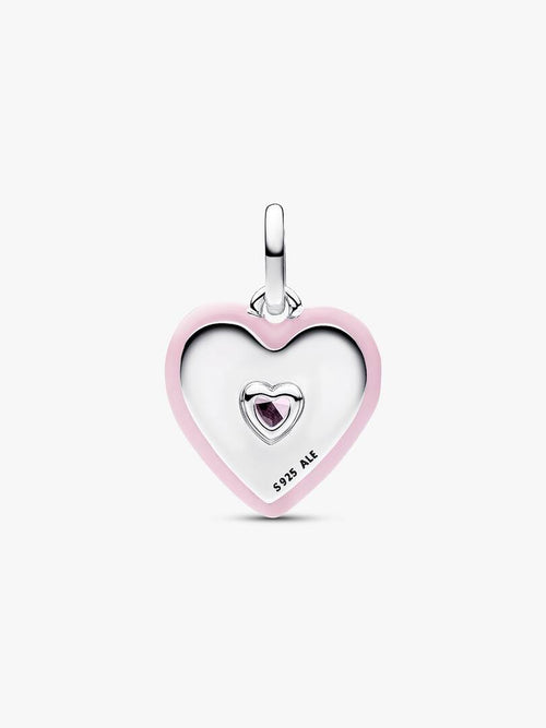Charm Medallón Corazón rosa radiante