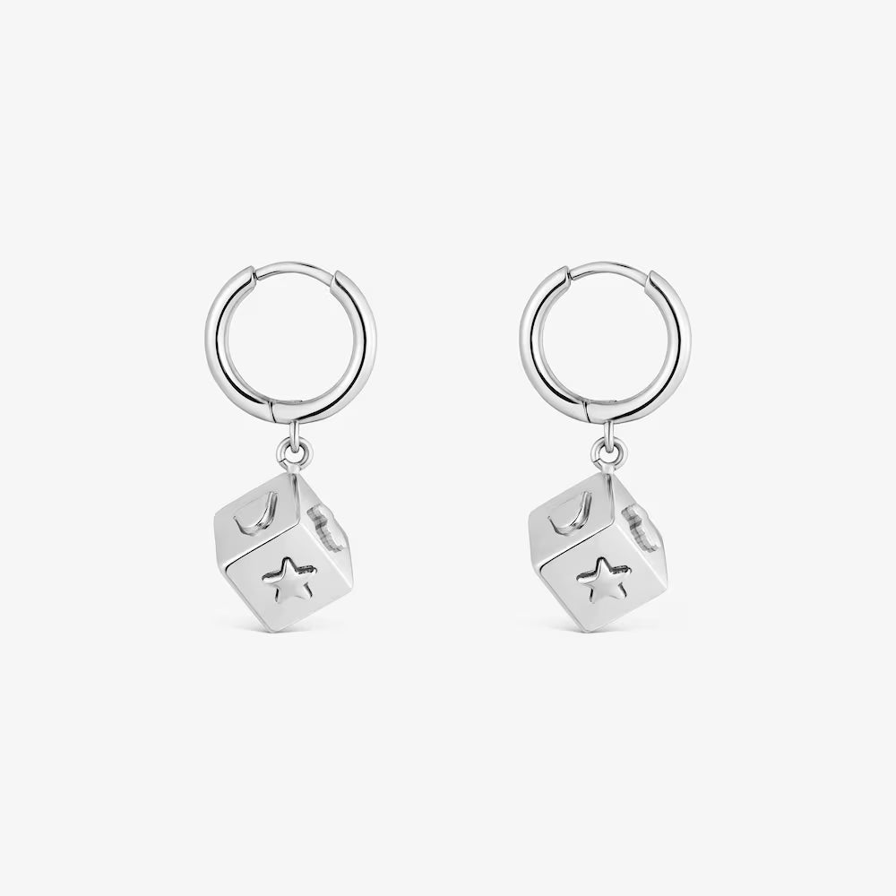 Pendientes de aro de acero y motivo cubo TOUS Charming