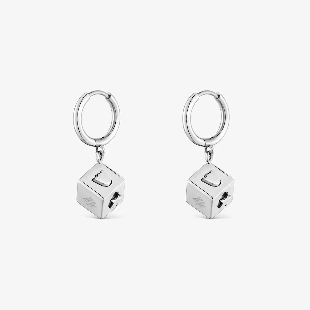 Pendientes de aro de acero y motivo cubo TOUS Charming