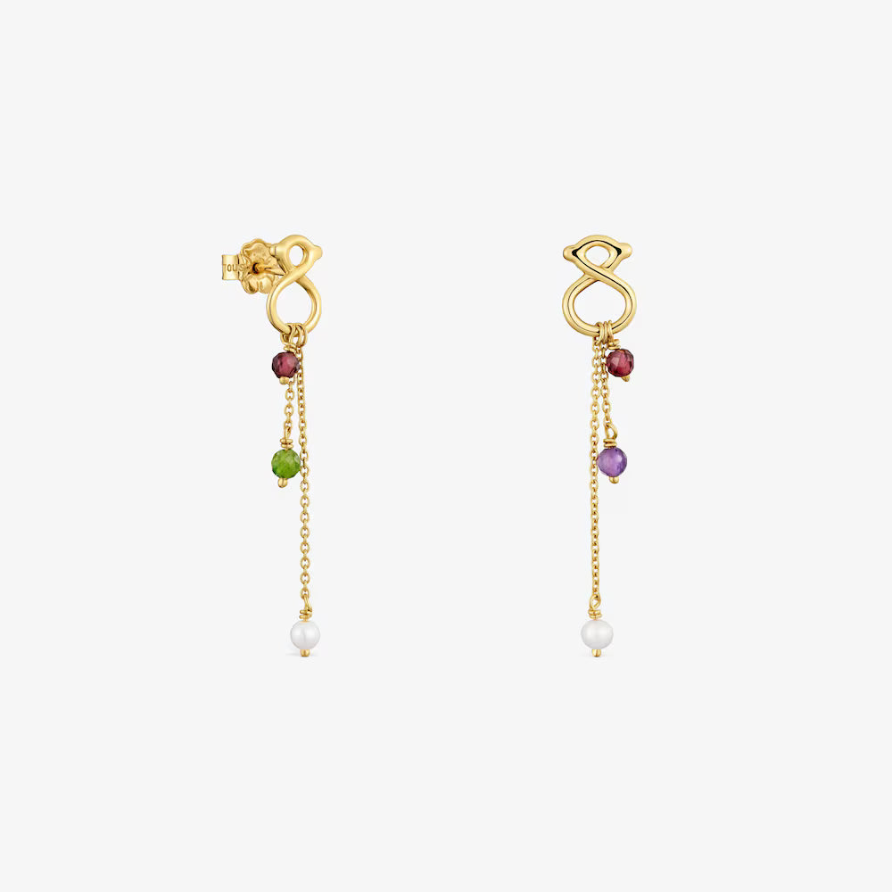 Aretes largos de oro 9 kt y gemas TOUS Infinity