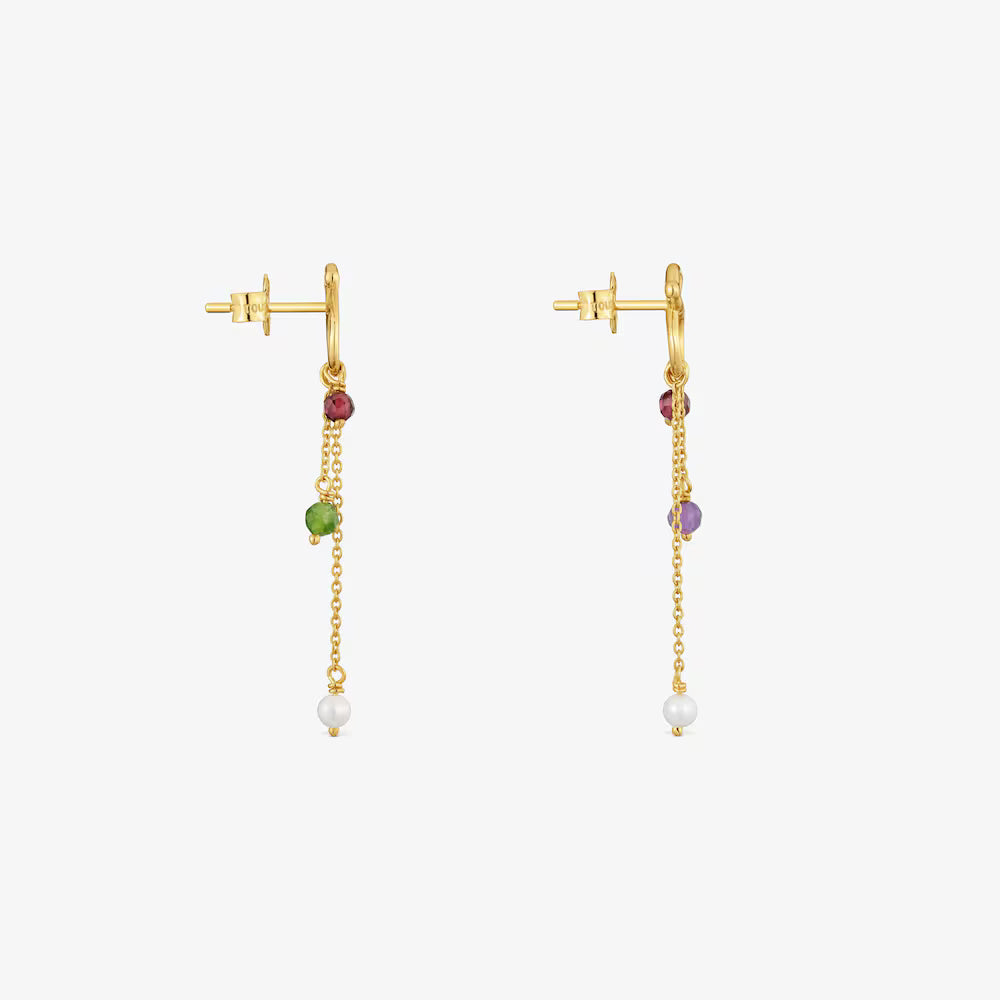Aretes largos de oro 9 kt y gemas TOUS Infinity