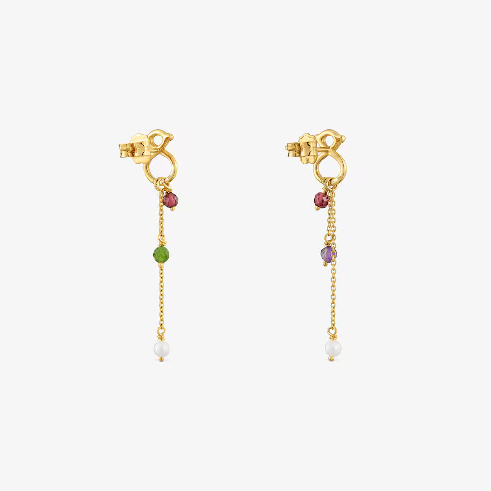 Aretes largos de oro 9 kt y gemas TOUS Infinity