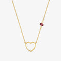 Collar corazón de oro 9 kt y rodolita Silueta