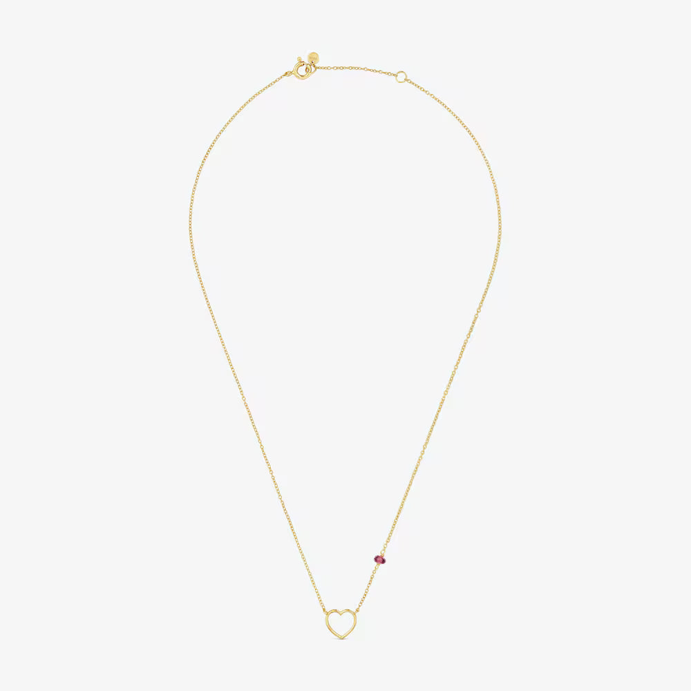 Collar corazón de oro 9 kt y rodolita Silueta