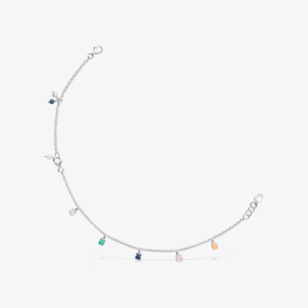 Pulsera Mini Color de Plata con Gemas