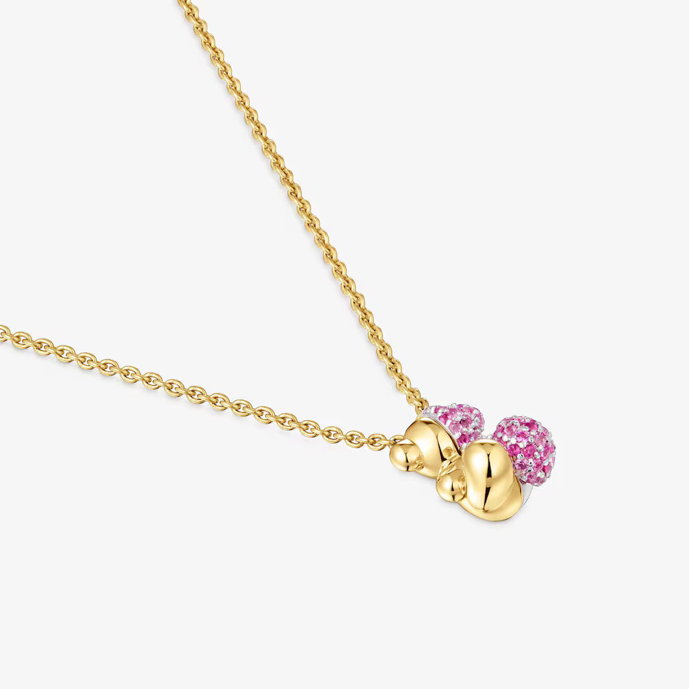 Collar oso de oro, oro blanco 14 kt y zafiros rosas My Other Half