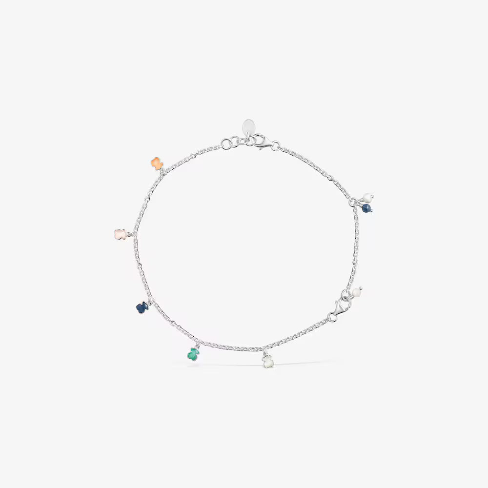 Pulsera Mini Color de Plata con Gemas