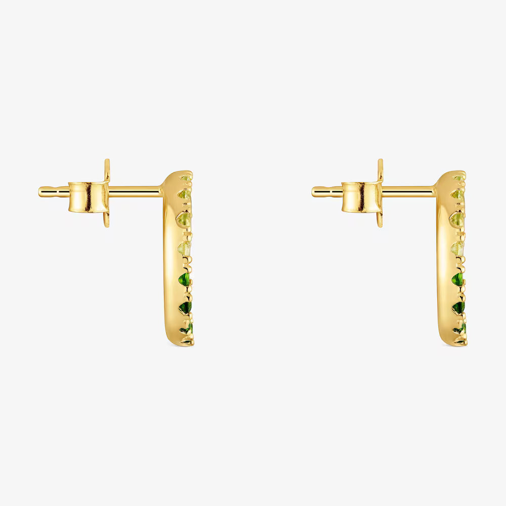 Pendientes círculo con baño de oro 18 kt sobre plata y gemas Straight
