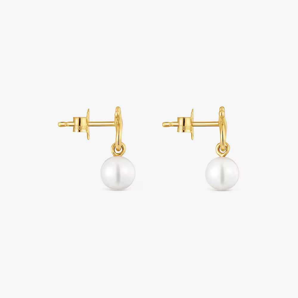 Pendientes de oro 9 kt motivo oso y perlas cultivadas TOUS Infinity