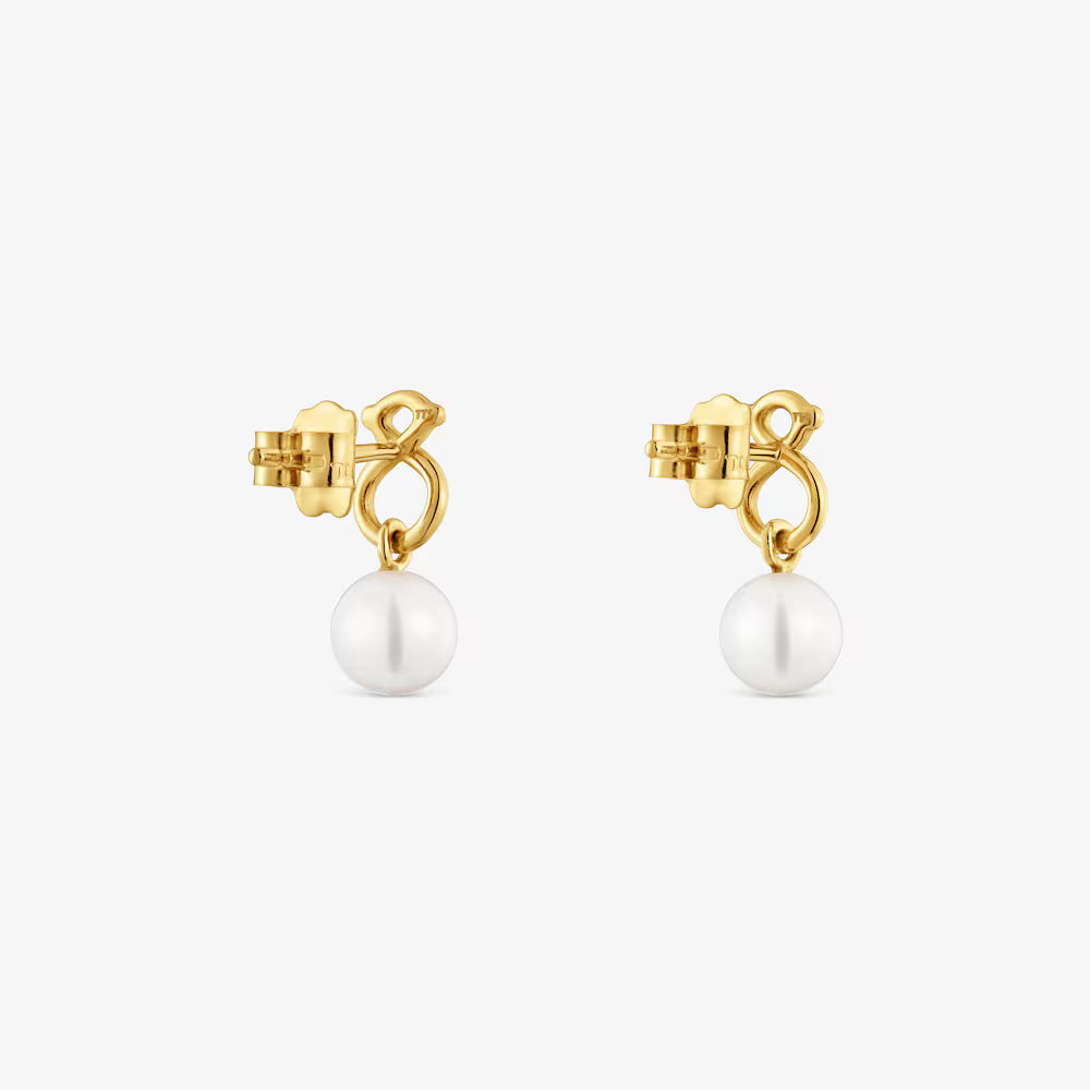 Pendientes de oro 9 kt motivo oso y perlas cultivadas TOUS Infinity