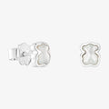 Pendientes oso de plata y nácar 6 mm Icon Color