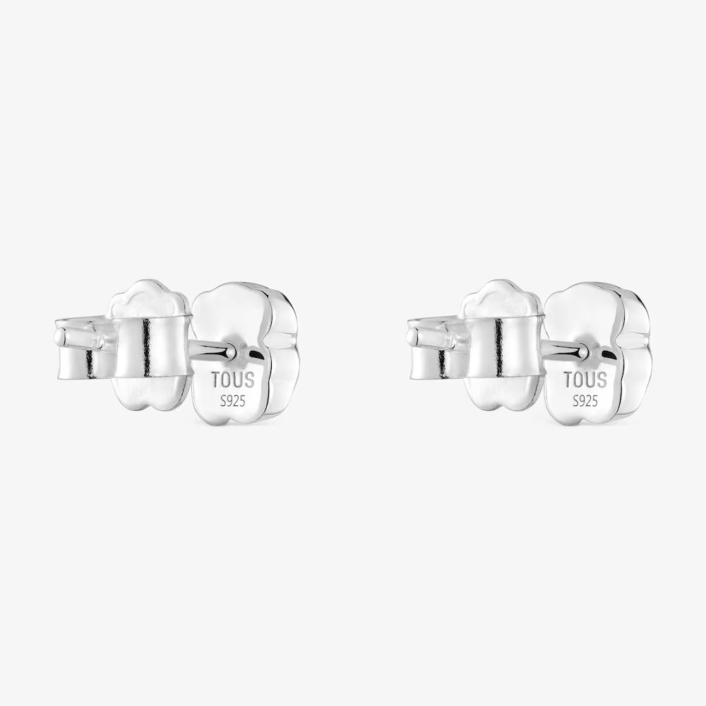 Pendientes oso de plata y nácar 6 mm Icon Color