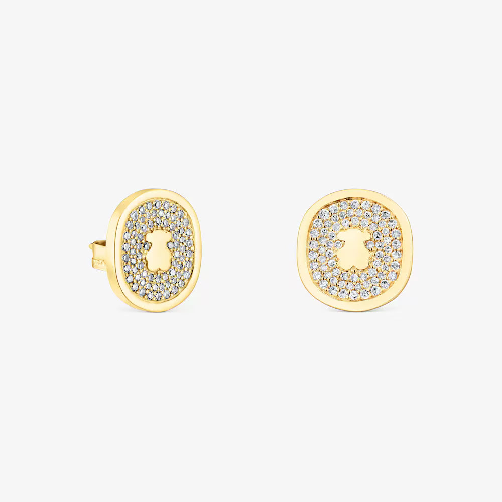 Aretes Oursin Oso Plata Vermeil