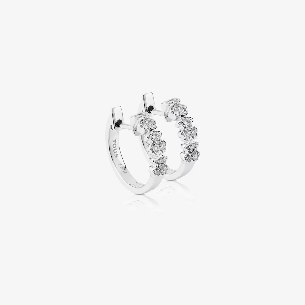 Pendientes aro TOUS Bear de Oro blanco con Diamantes
