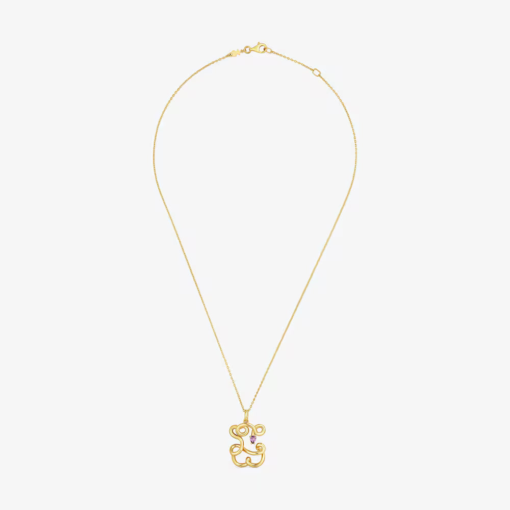 Collar oso con baño de oro 18 kt sobre plata y amatista Lio