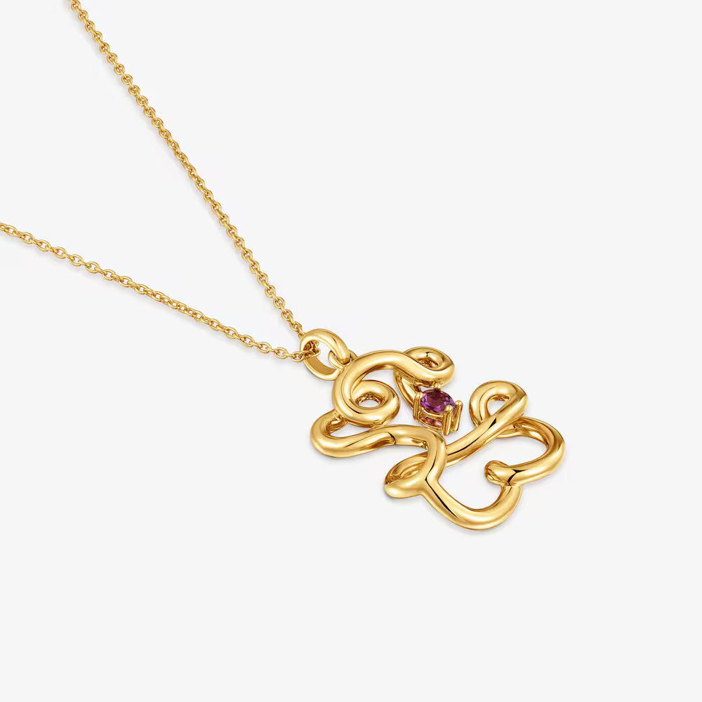Collar oso con baño de oro 18 kt sobre plata y amatista Lio
