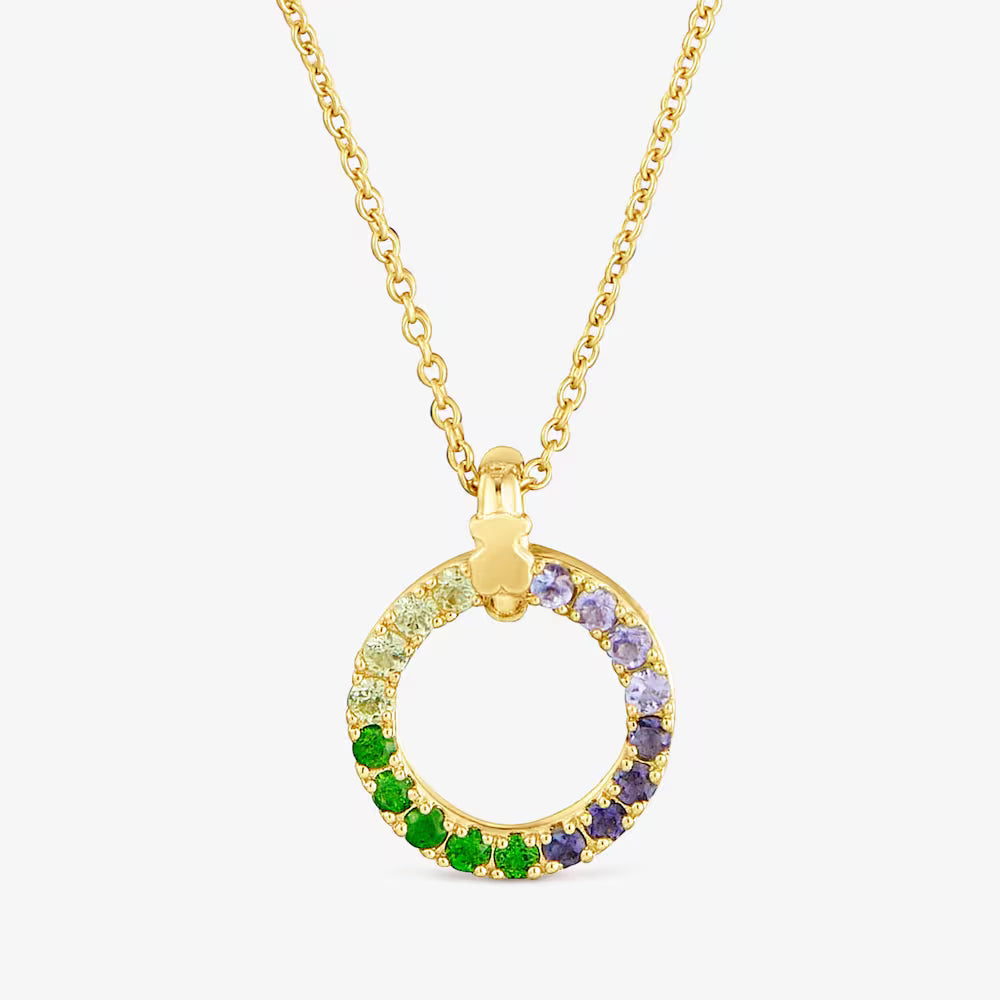 Collar con baño de oro 18 kt sobre plata y gemas Straight
