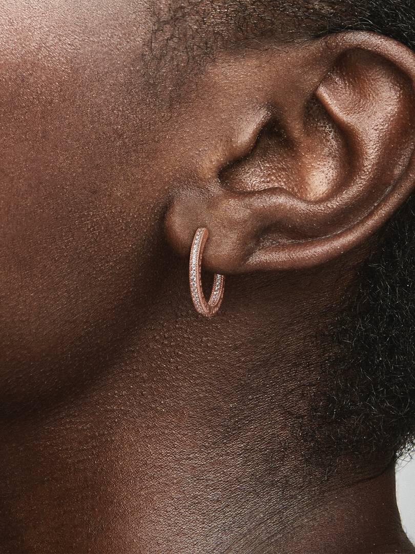 Aretes de aro Brillo y corazones Baño Oro Rosa
